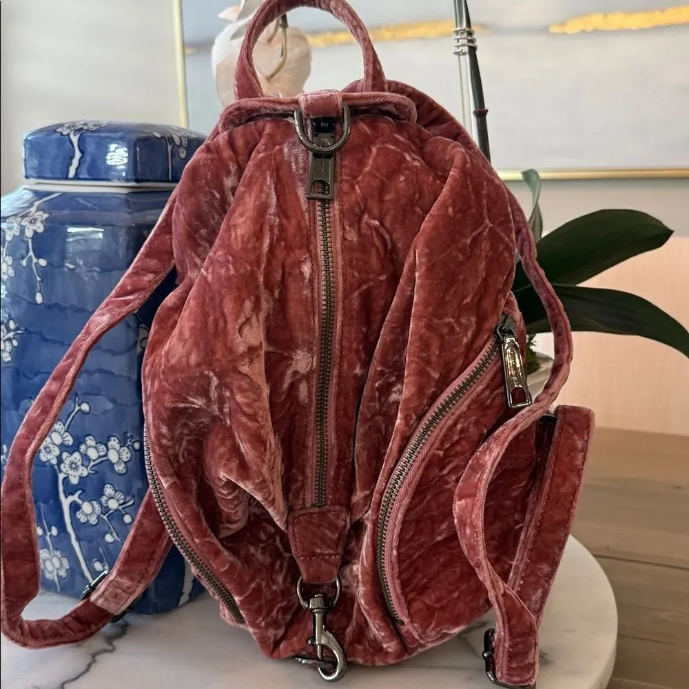 Rebecca Minkoff Medium Velvet Julian Pink Backpack Purse